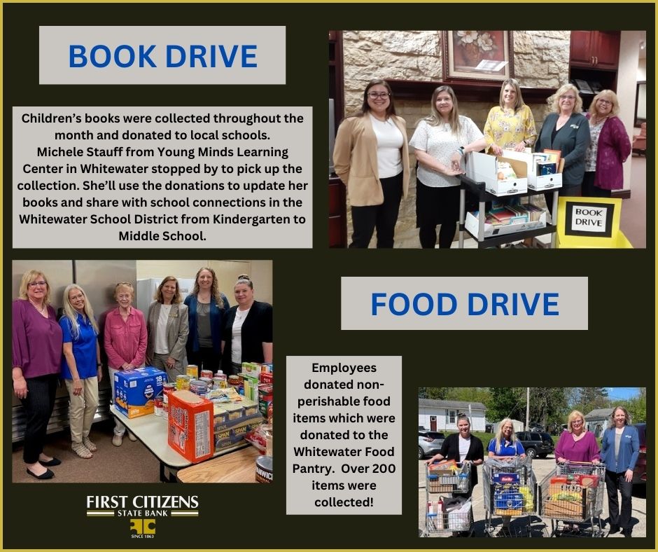 Community Banking Month_Book&Food Drive Collage